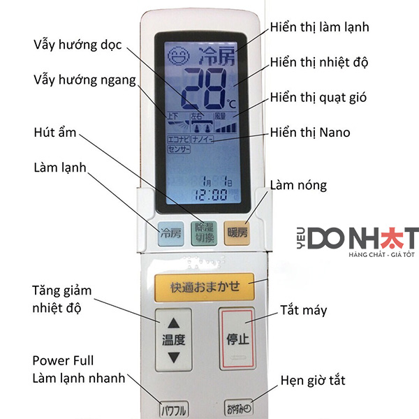 Hướng dấn sử dụng điều khiển remote điều hòa panasonic nhật bãi