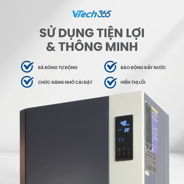 Máy hút ẩm công nghiệp VTech365 VT-HA1680-CN – Giải pháp tối ưu cho nhà xưởng diện tích lớn (150–250m²)